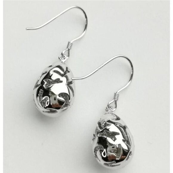 STERLING silver cz damask design dangle drop earrings - Picture 3 of 10